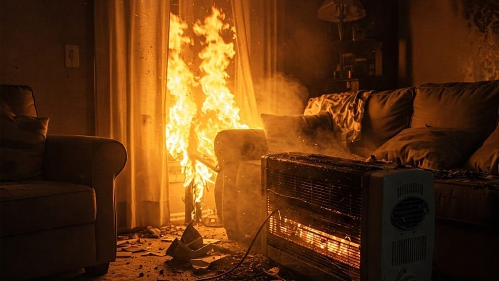 a space heater causes a home fire